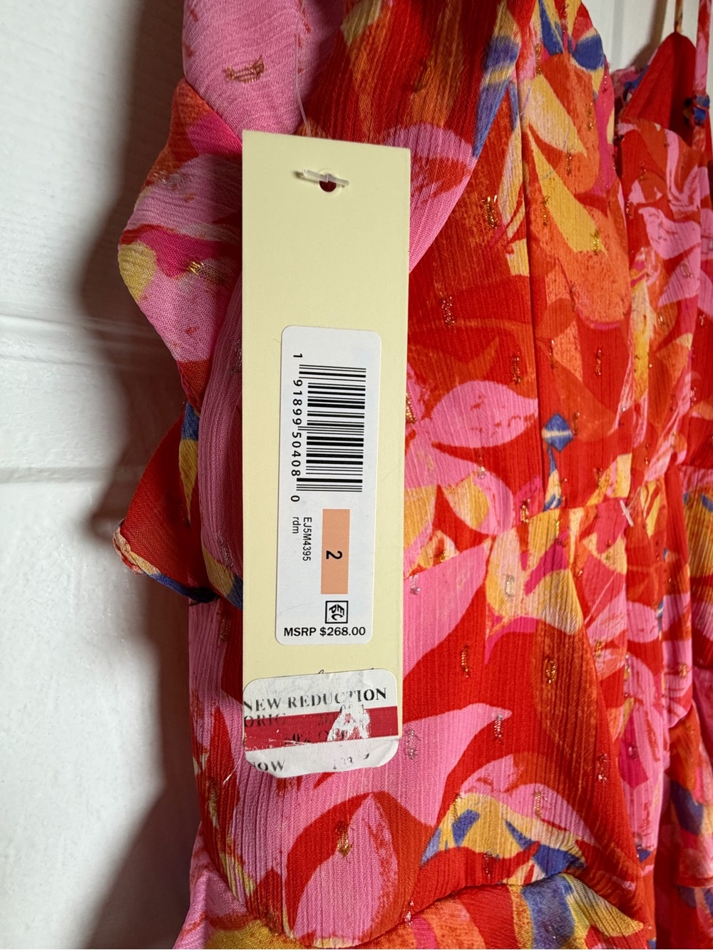 Eliza J Floral Ruffle Maxi Dress Pink Orange Size 2 NWT - Picture 4 of 9
